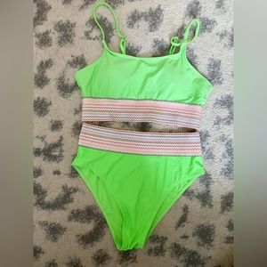 SHEIN lime green swimsuit set